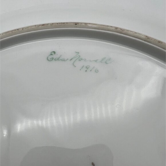 Handpainted HC Royal 1916 Decorative Plate By Eda Norvell 10.25" Green Floral - Picture 6 of 6